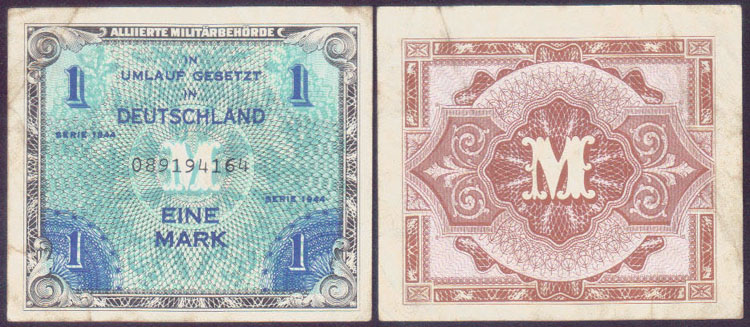 1944 Germany 1 Mark (AMC-9 digits- with 'F') L000558